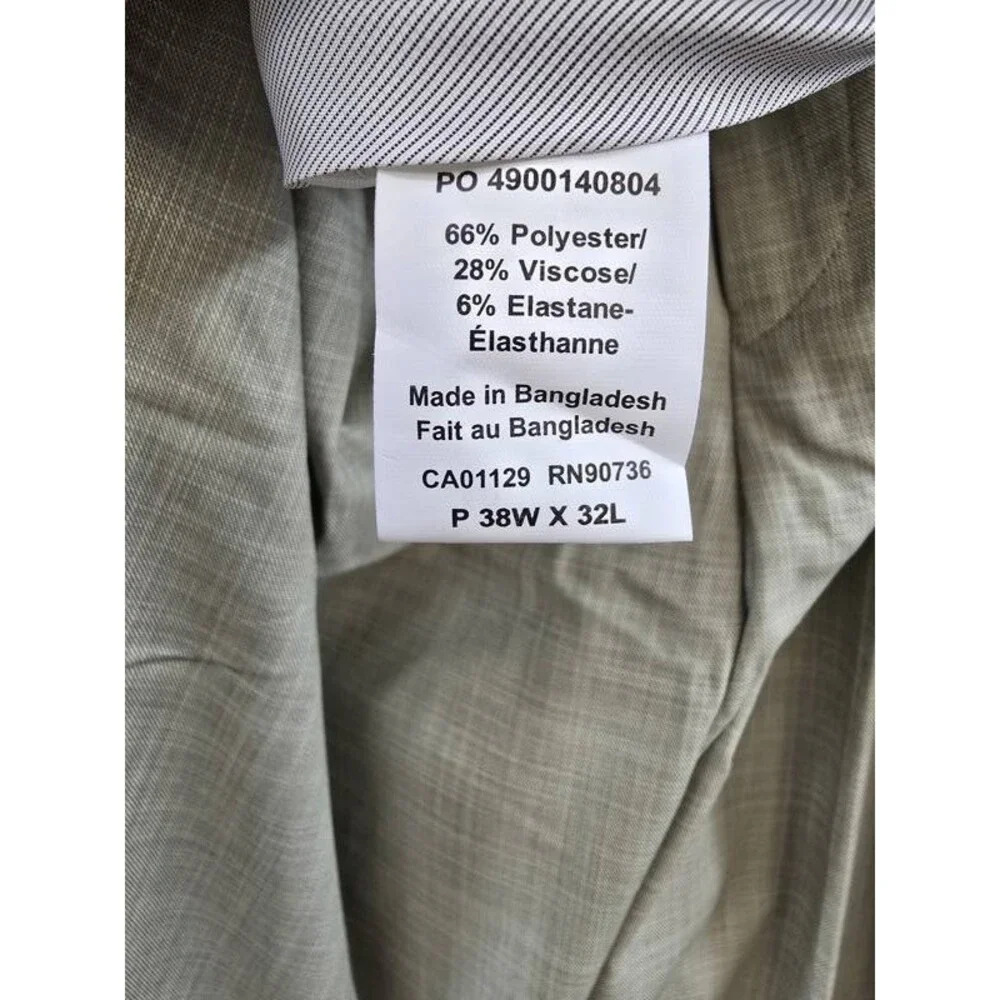 Calvin Klein Slim-Fit Dress Pants Men's 38Wx32L Taupe Solid Zip/Button Closure
